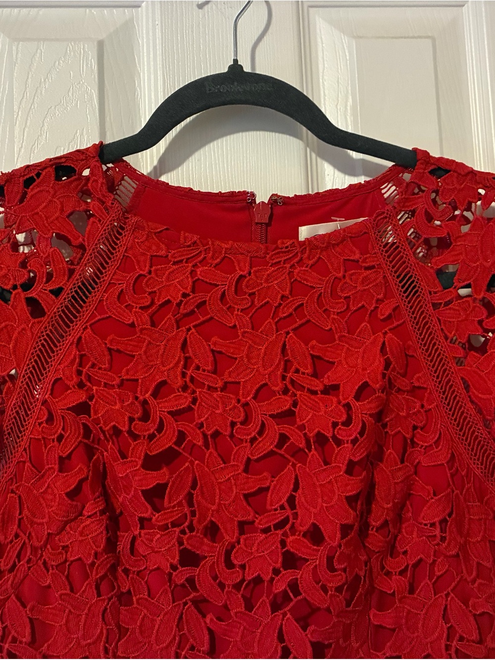 NORDSTROM Eliza J - Floral Asymmetrical Lace Dress In Red - Picture 5 of 6